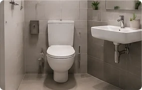 Sauberer und hygienischer Sanitärbereich